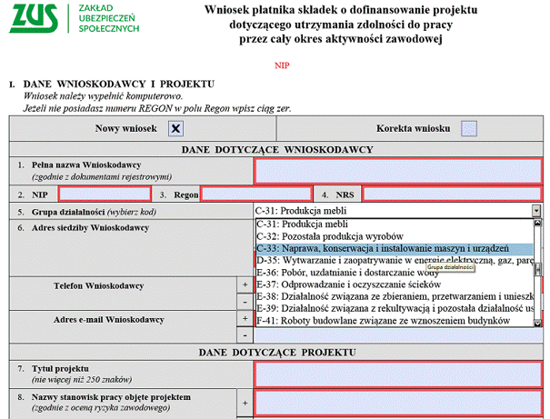 DOFINANSOWANIE ZUS BHP 2024